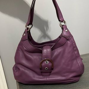 Coach purple leather shoulder bag
